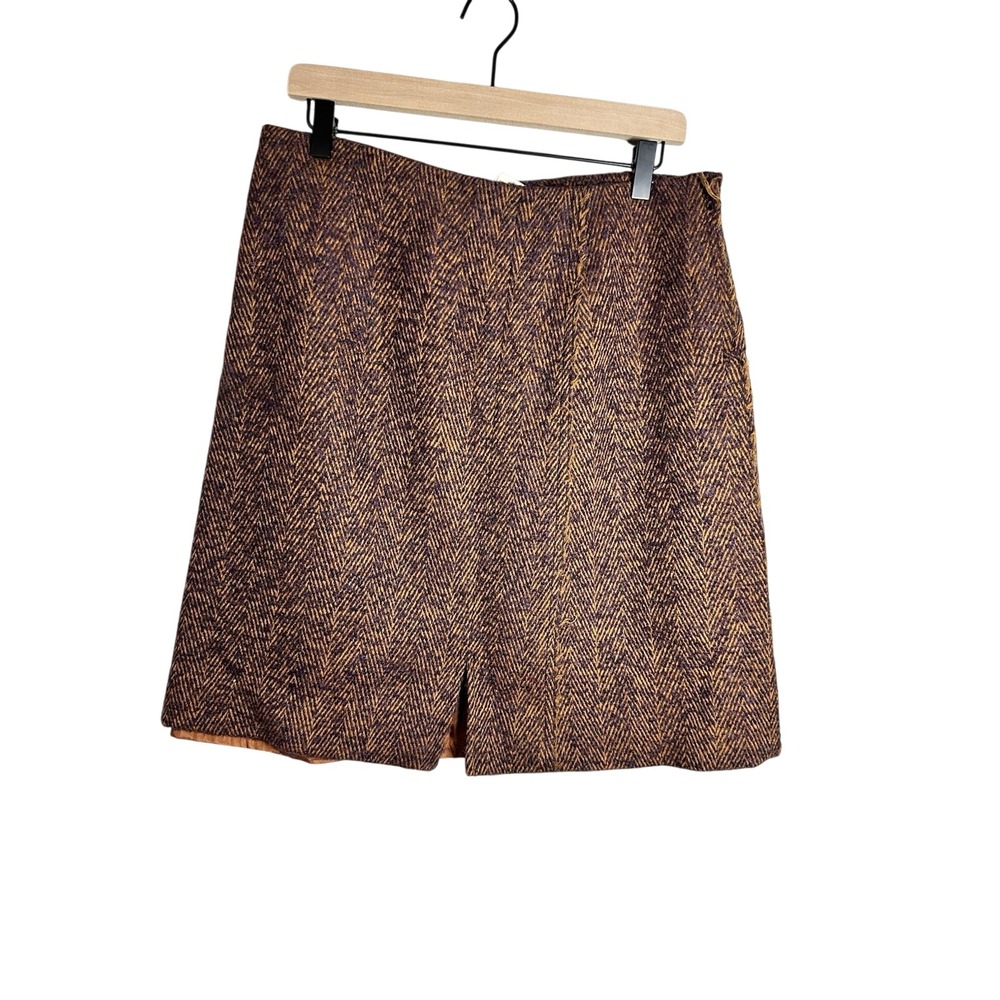 Pollini by Aeffe Italy Archive Deconstructed Mohair Wool Herringbone Skirt US 10